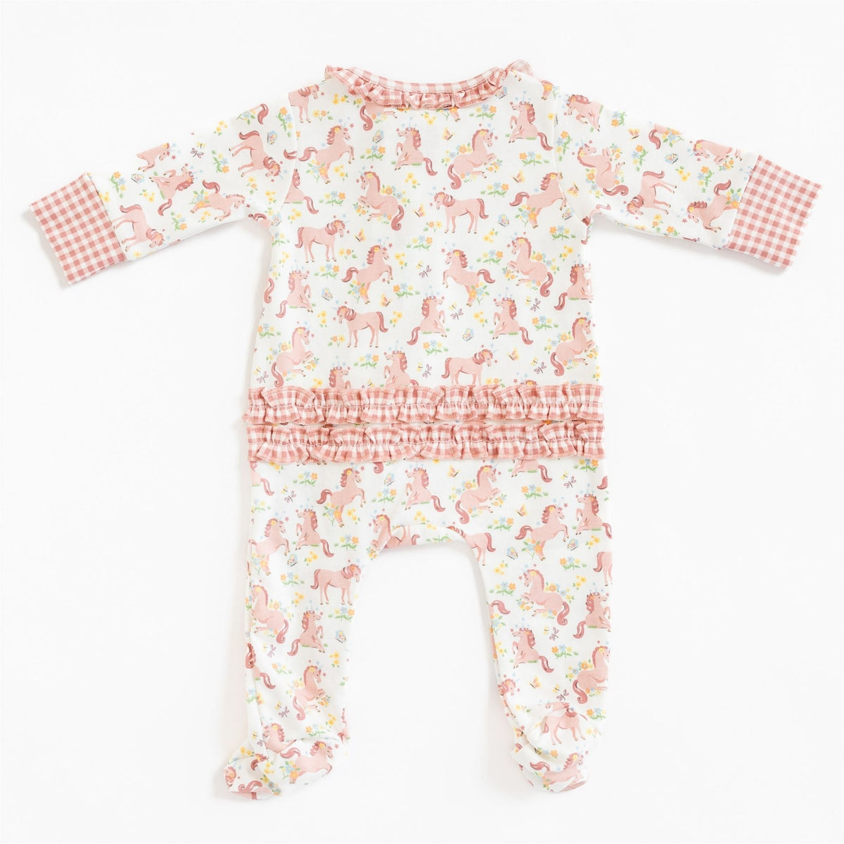 Unicorn's Meadow Ruffle Zip Footie - Magnolia BabyFootie