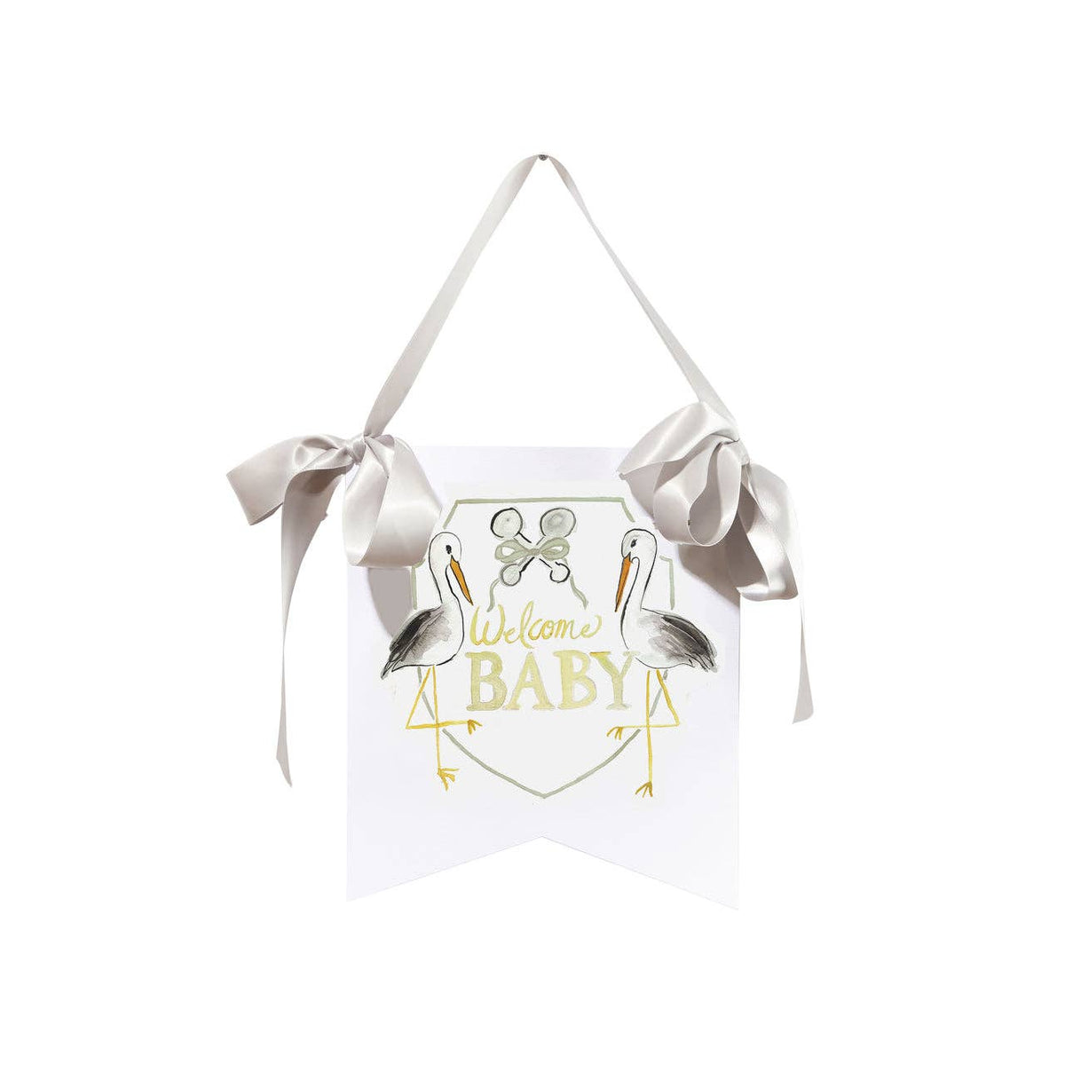 Welcome Baby Stork Hanger - Grey - Magnolia BabyDecor