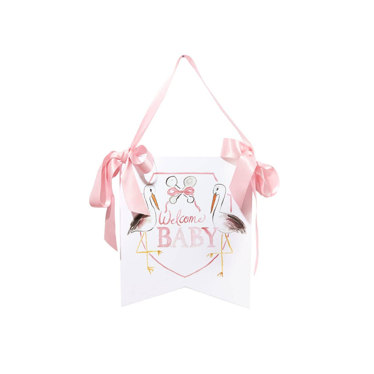 Welcome Baby Stork Hanger - Pink - Magnolia BabyDecor