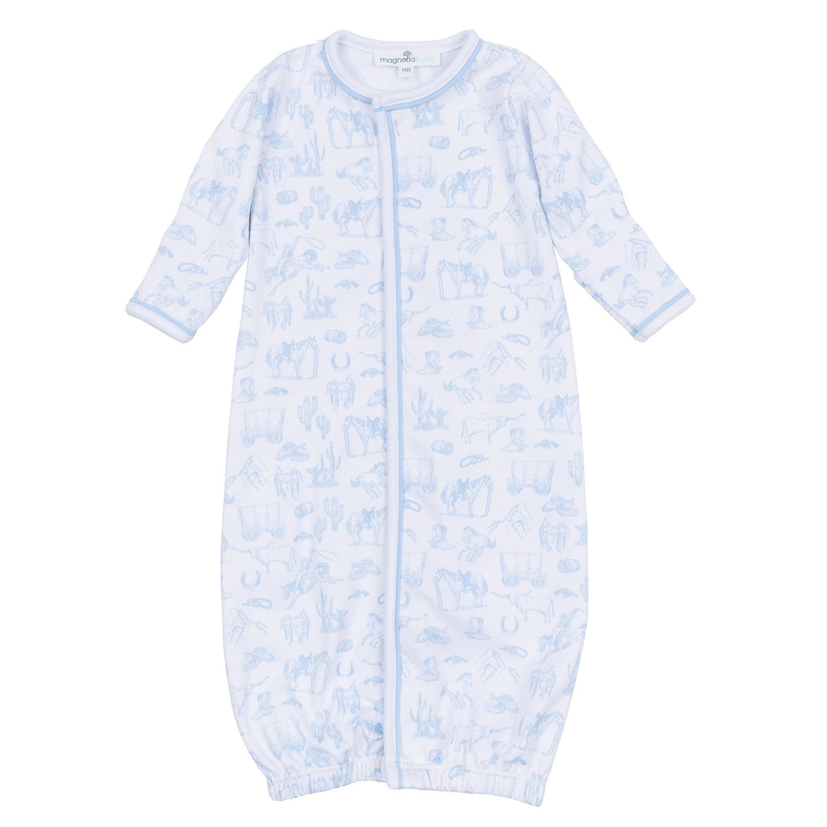 Wild West Toile Converter - Light Blue - Magnolia BabyConverter Gown