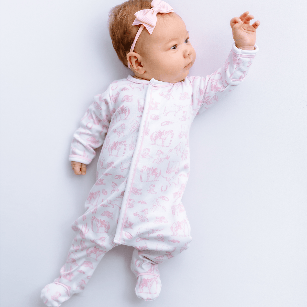 Wild West Toile Footie - Pink - Magnolia BabyFootie