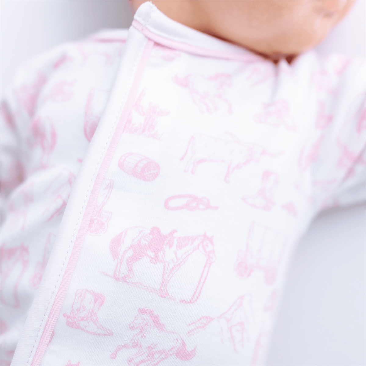 Wild West Toile Footie - Pink - Magnolia BabyFootie
