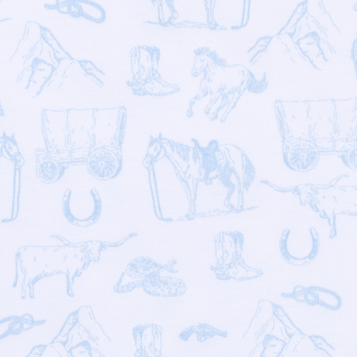 Wild West Toile Gathered Gown - Light Blue - Magnolia BabyGown