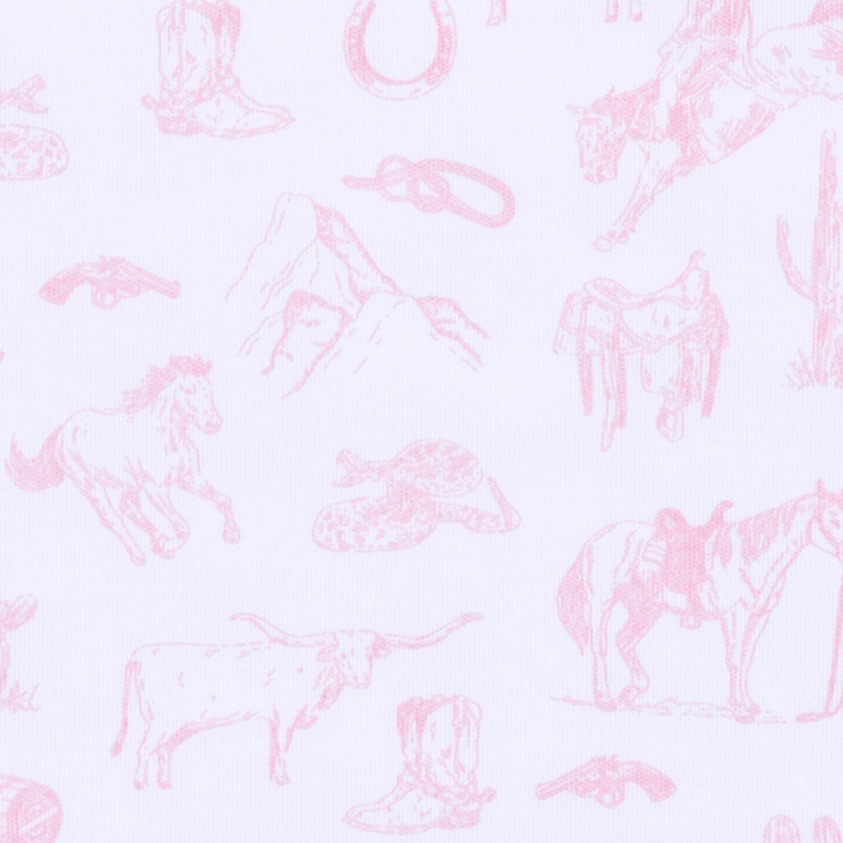 Wild West Toile Gathered Gown - Pink - Magnolia BabyGown