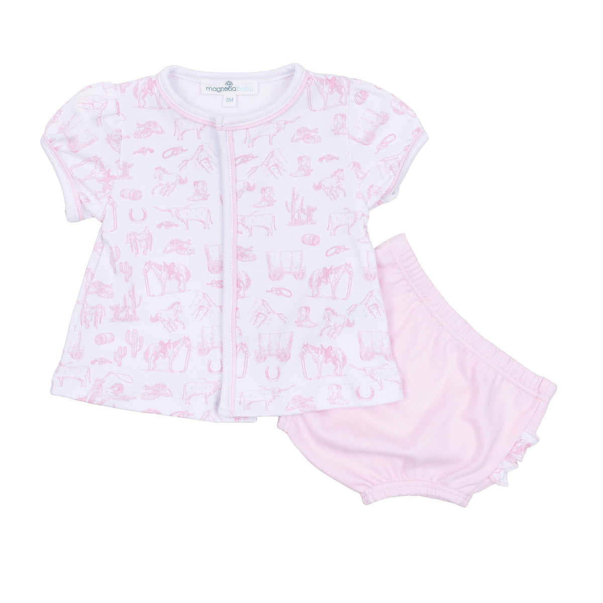 Wild West Toile Ruffle Diaper Cover Set - Pink - Magnolia BabyDiaper Cover
