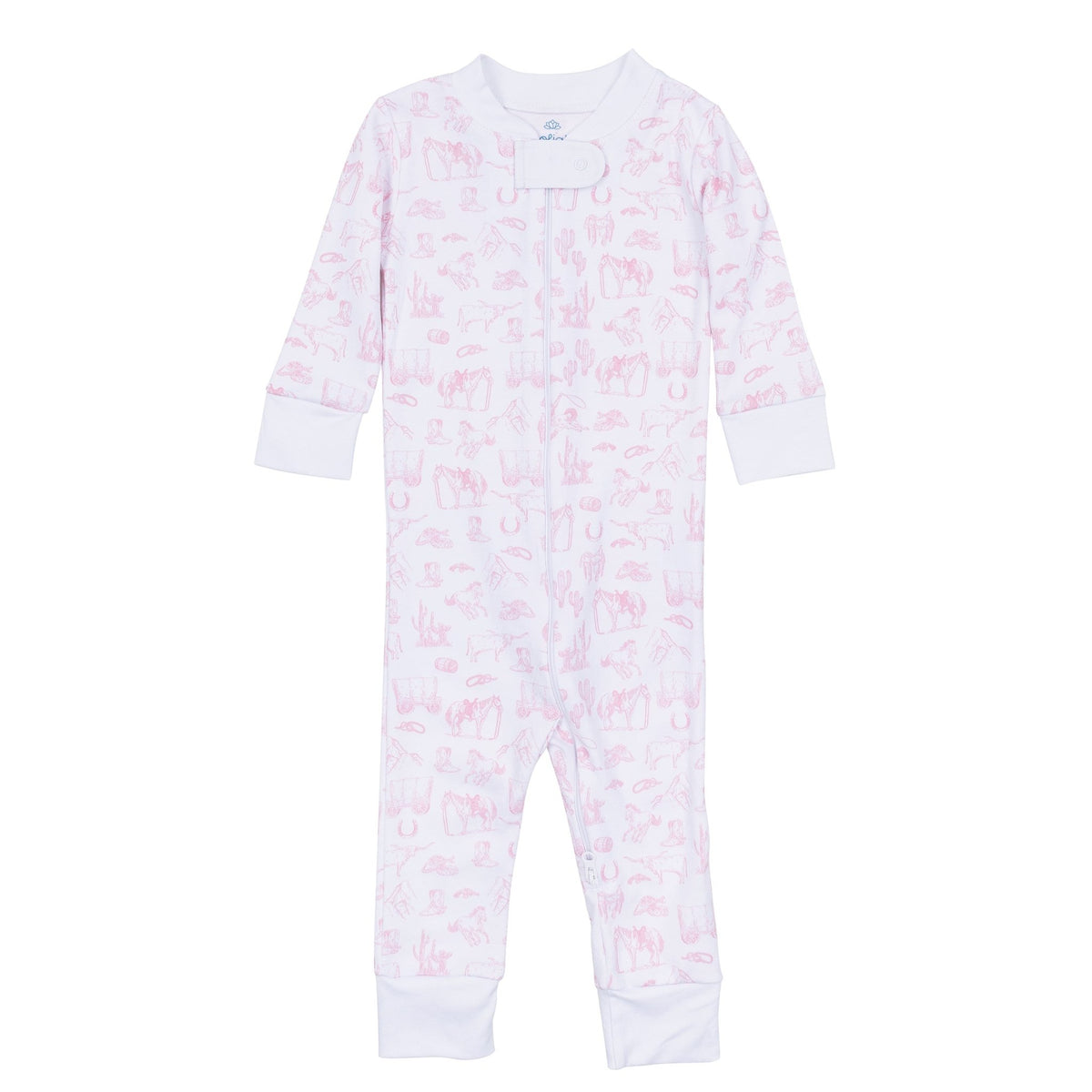 Magnolia Baby_Wild West Toile Zip Pajamas - Pink_1